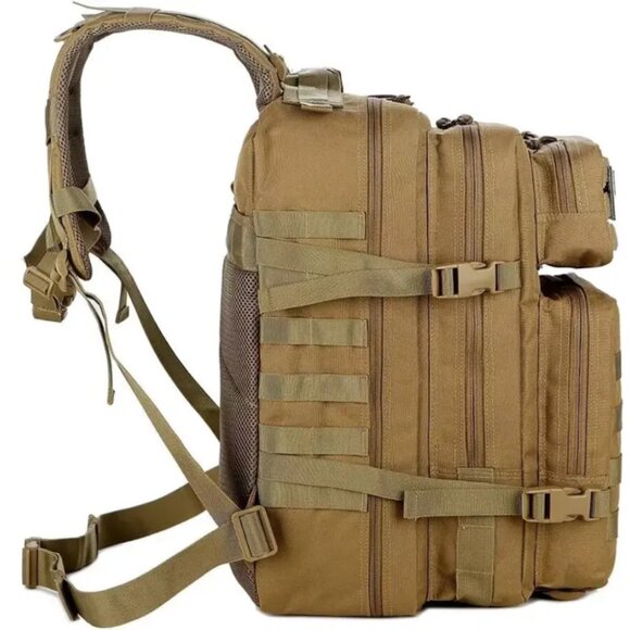 45L Tactical Backpack Khaki Waterproof Multi Compartment for Hiking, Camping - Picture 5 of 5